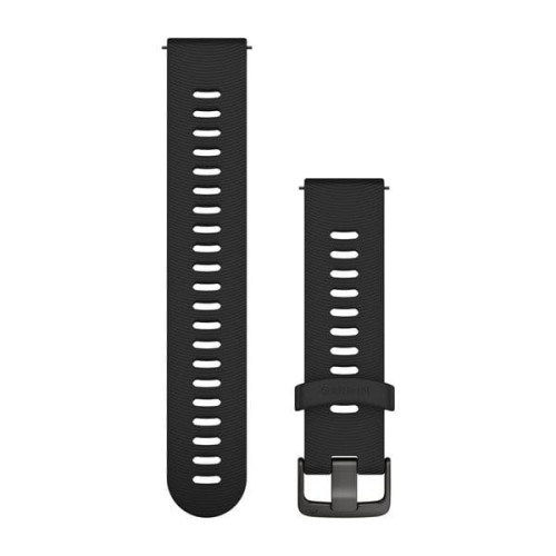 Silikonowy pasek Garmin Vivoactive 3/Vivomove HR/Forerunner 645/Forerunner 245 - czarny z popielatym zapięciem [010-11251-1G]