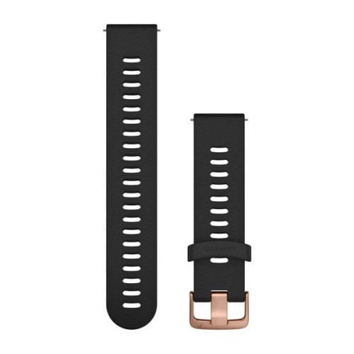 Silikonowy pasek Garmin Vivoactive 3/Vivomove HR/Forerunner 645/Forerunner 245 - czarny z różowo-złotym zapięciem [010-11251-1H] 