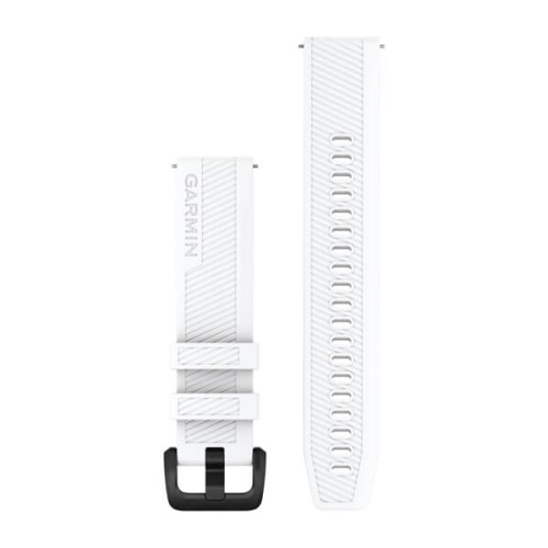 Silikonowy pasek Garmin Approach S12 (20mm) - biały z czarnym zapięciem ze stali nierdzewnej [010-13076-02]