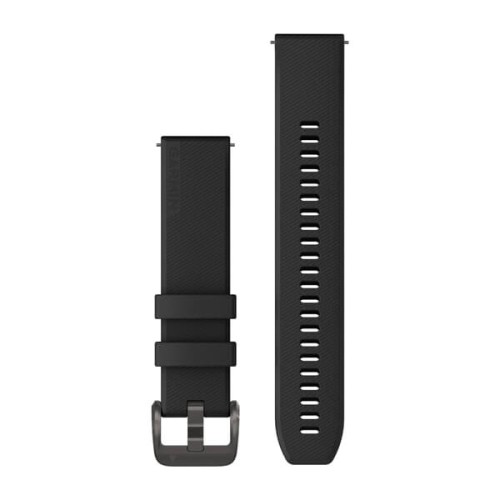 Silikonowy pasek Garmin Approach S42/Venu/Vivomove Style (20mm) -czarny z metalicznym zapięciem [010-13114-00]