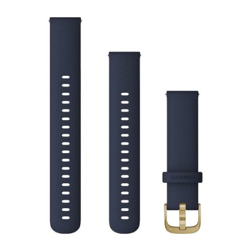 Silikonowy pasek Garmin Vivoactive 4s, Vivomove 3s, Venu 2s (18mm) - niebieski z jasnozłotym zapięciem [010-12932-0A]