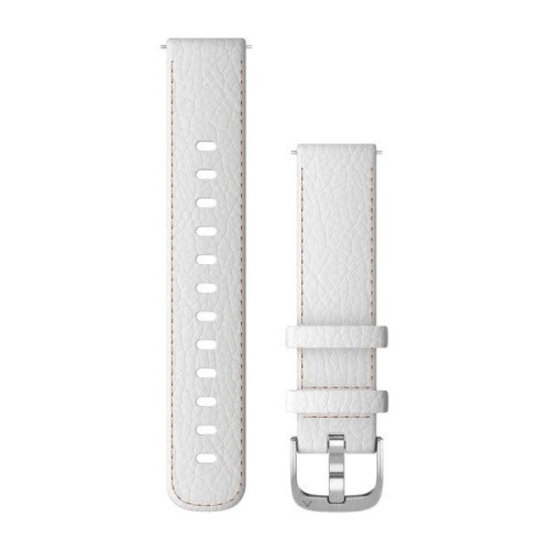 Skórzany pasek Garmin Vivoactive 4s, Vivomove 3s, Venu 2s (18mm) - biały ze srebrnym zapięciem [010-12932-09]