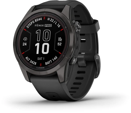 Garmin Fenix 7S Pro - Sapphire Solar Edition - Carbon Gray DLC Titanium with Black Band [010-02776-11]