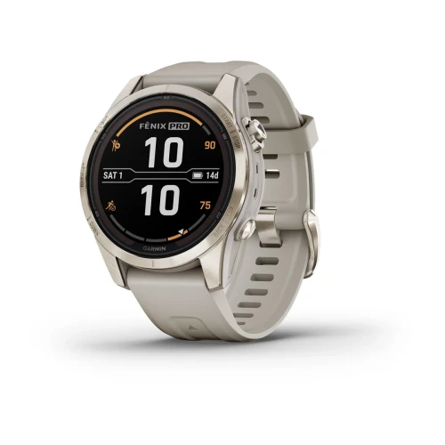 Garmin Fenix 7S Pro - Sapphire Solar Edition - Soft Gold with Light Sand Band [010-02776-15]