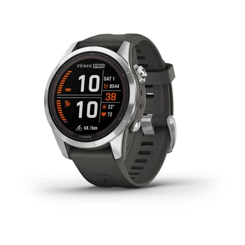 Garmin Fenix 7S Pro - Solar Edition - Silver with Graphite Band [010-02776-01]
