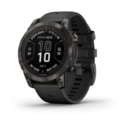 Garmin Fenix 7 Pro - Sapphire Solar Edition - Carbon Gray DLC Titanium with Black Band [010-02777-11]