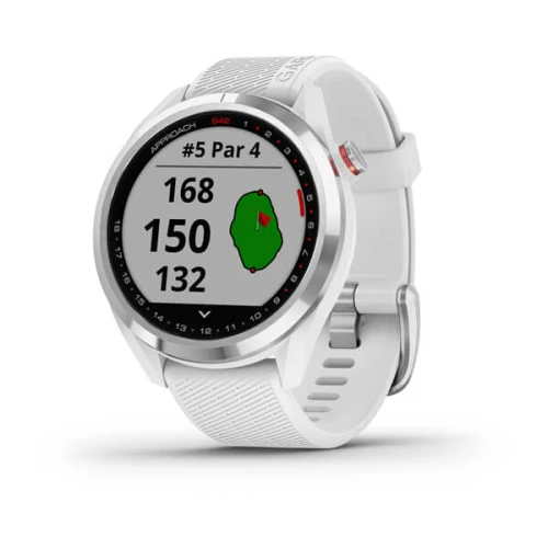Garmin Approach S42 - srebrny z białym paskiem [010-02572-01]
