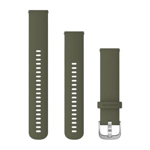 Silikonowy pasek Garmin Vivomove 3/Venu/Vivomove Style (20mm) - zielony ze srebrnym zapięciem [010-12924-11]