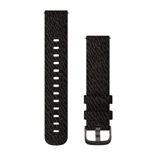 Nylonowy pasek Garmin Vivomove 3/Venu/Vivomove Style (20mm) - czarna plecionka z popielatym zapięciem [010-12924-13]