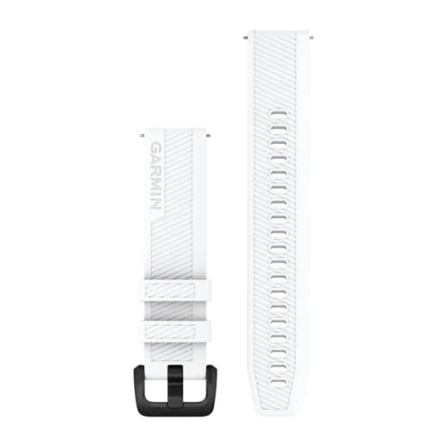 Silikonowy pasek Garmin Approach S12 (20mm) - biały z czarnym zapięciem ze stali nierdzewnej [010-13076-02]