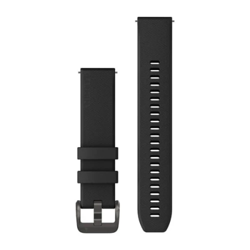 Silikonowy pasek Garmin Approach S42/Venu/Vivomove Style (20mm) -czarny z metalicznym zapięciem [010-13114-00]