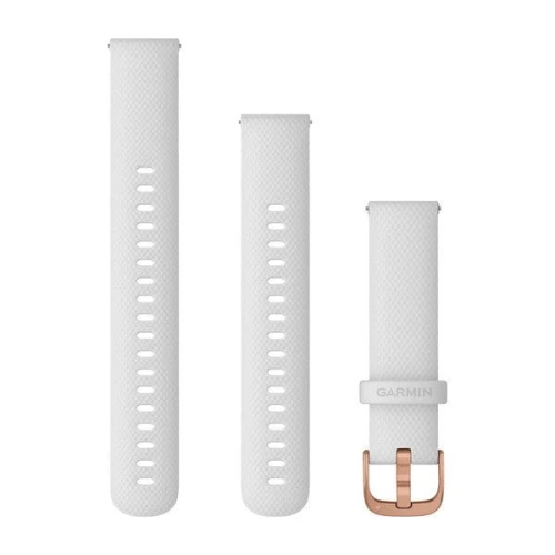 Silikonowy pasek Garmin Vivoactive 4s, Vivomove 3s, Venu 2s (18mm) - biały z różowozłotym zapięciem [010-12932-02]