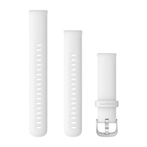 Silikonowy pasek Garmin Vivoactive 4s, Vivomove 3s, Venu 2s (18mm) - biały ze srebrnym zapięciem [010-12932-0B]