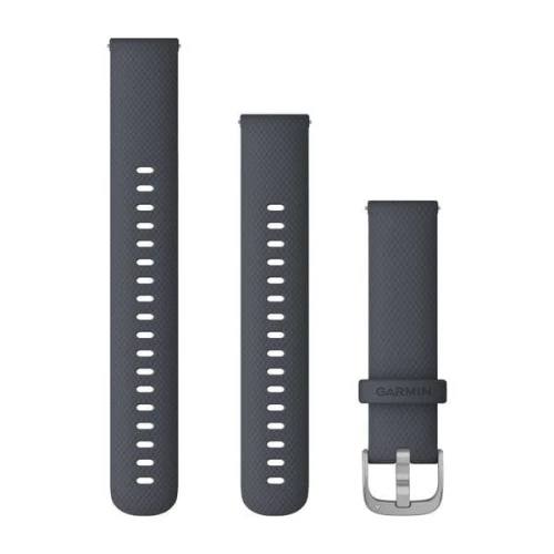 Silikonowy pasek Garmin Vivoactive 4s, Vivomove 3s, Venu 2s (18mm) - granatowy ze srebrnym zapięciem [010-12924-30]