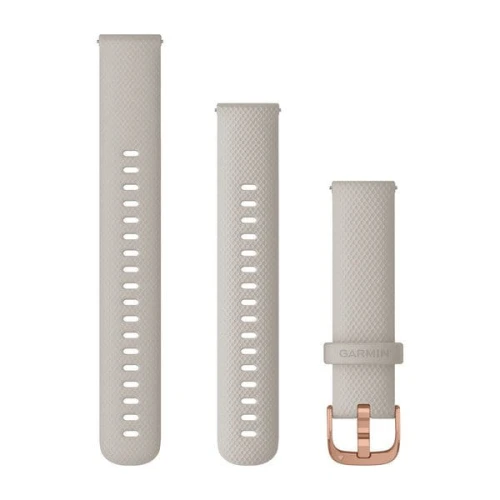 Silikonowy pasek Garmin Vivoactive 4s, Vivomove 3s, Venu 2s (18mm) - jasny piaskowy z różowo-złotym zapięciem [010-12924-32]