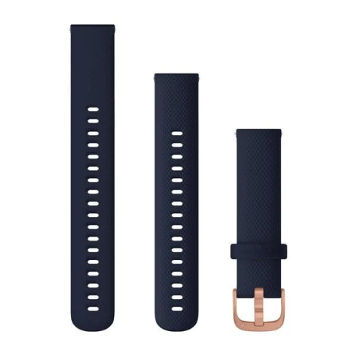 Silikonowy pasek Garmin Vivoactive 4s, Vivomove 3s, Venu 2s (18mm) - granatowy z różowo-złotym zapięciem [010-12924-33]
