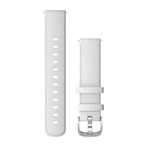 Skórzany pasek Garmin Vivoactive 4s, Vivomove 3s, Venu 2s (18mm) - biały ze srebrnym zapięciem [010-12932-09]