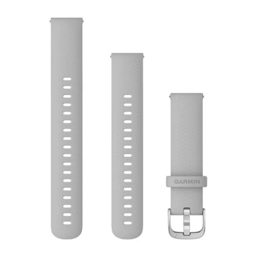 Silikonowy pasek Garmin Vivoactive 4s, Vivomove 3s, Venu 2s (18mm) - Zamglony szary ze srebrnym zapięciem [010-12932-0C]