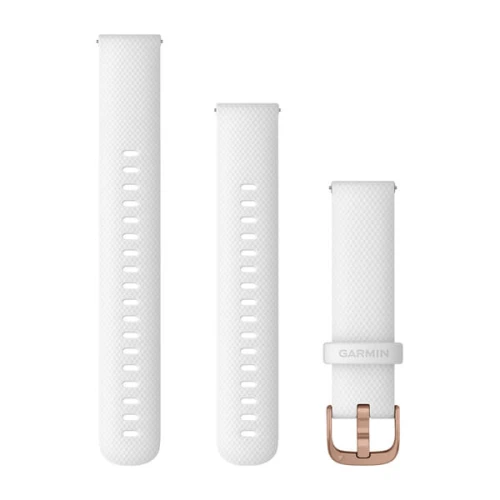 Silikonowy pasek Garmin Vivoactive 4s, Vivomove 3s, Venu 2s (18mm) - Białe z różowozłotym zapięciem [010-12932-0F]