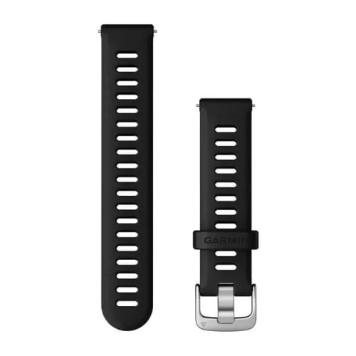 Silikonowy pasek Quick Release 18mm - czarny ze srebrnym zapięciem [010-11251-3E]