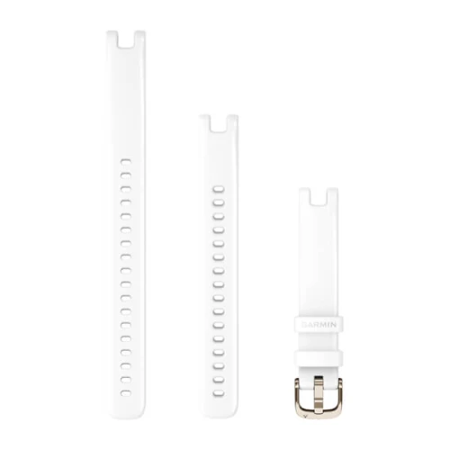 Silikonowy pasek Garmin Lily (14mm) - biały z kremowo-złotym zapięciem