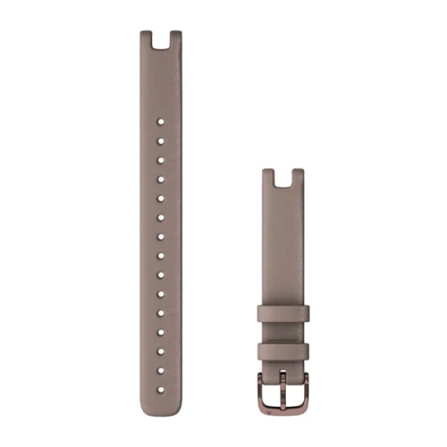 Skórzany pasek Garmin Lily (14mm) - szaro-beżowa włoska skóra z ciemnobrązowym zapięciem (duże)