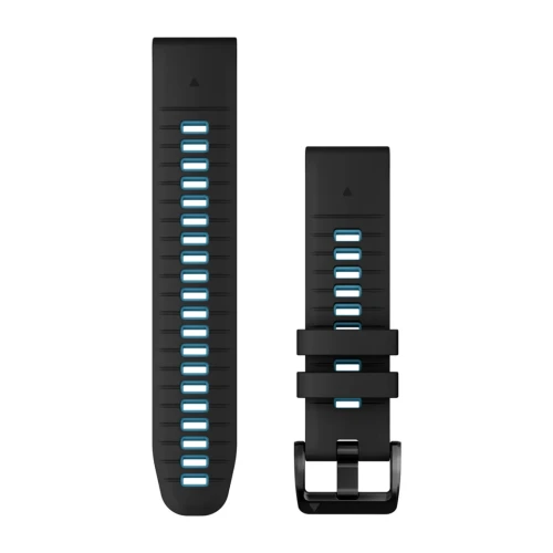Silikonowy pasek Garmin QuickFit 22 mm - czarny/błękitny [010-13280-05]