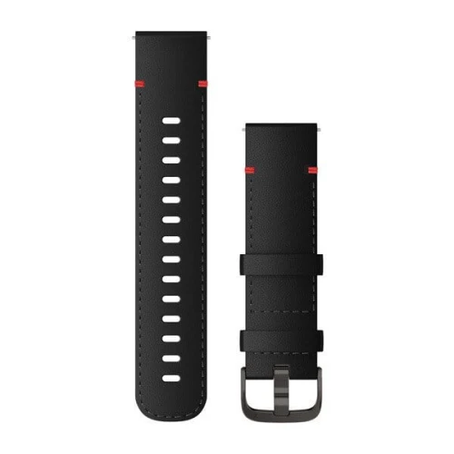 Skórzany pasek Garmin Vivoactive 4, Venu 2  (22mm) - czarny z popielatym zapięciem [010-12932-25]