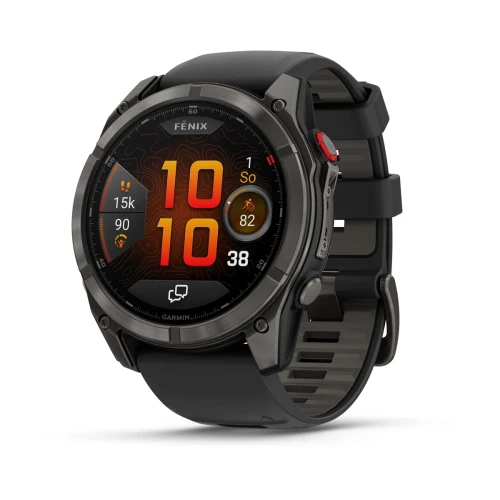 Garmin Fenix 8 PRO - 51mm AMOLED - Sapphire Carbon grey DLC titanium z paskiem silikonowym w kolorze Black/Pebble grey [010-03199-01]