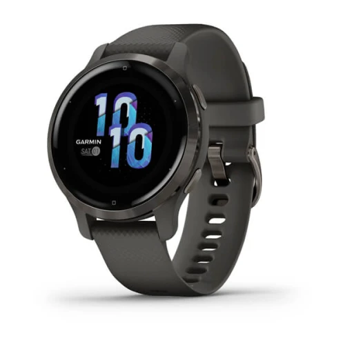 Garmin Venu 2s -popielata ramka ze stali nierdzewnej z grafitową kopertą i silikonowym paskiem [010-02429-10]